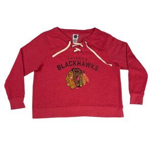 NHL Women's Chicago Blackhawks Red Sweatshirt Lace Up Size XL